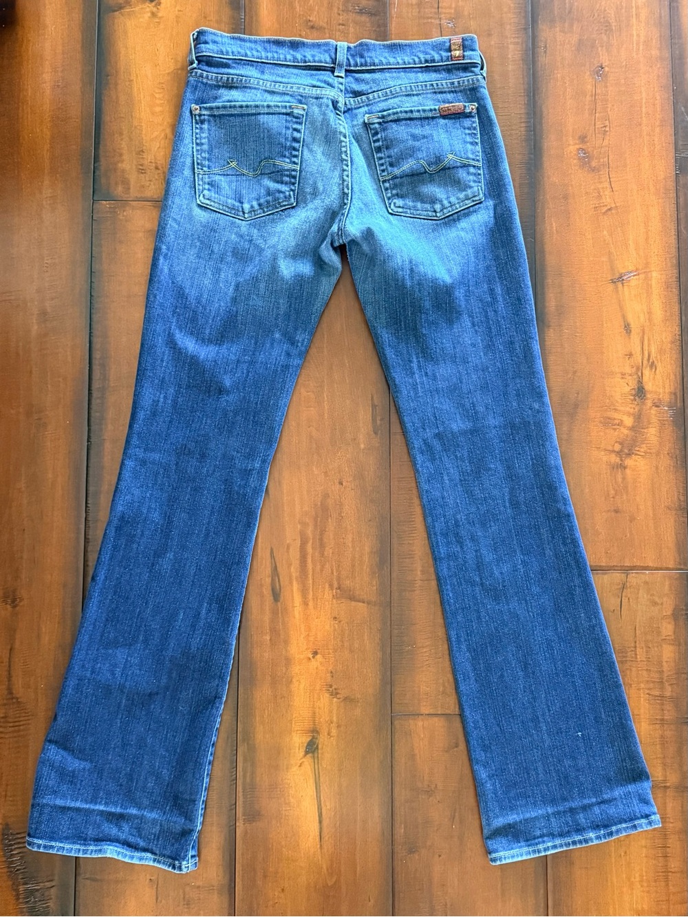 7 For All Mankind Women's Mid Blue Boot Cut Jeans - Picture 2 of 5
